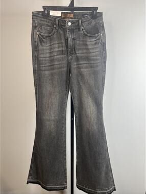 NWT Judy Blue Women's Gray Black Flare Jeans Stretch Denim Mid/High Rise,  11/30